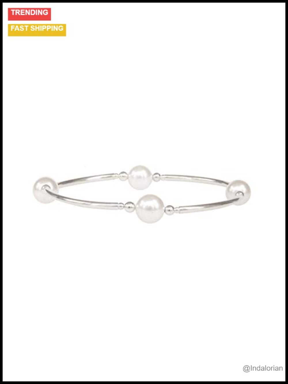8mm White Pearl Bracelet Sterling Silver Stretch